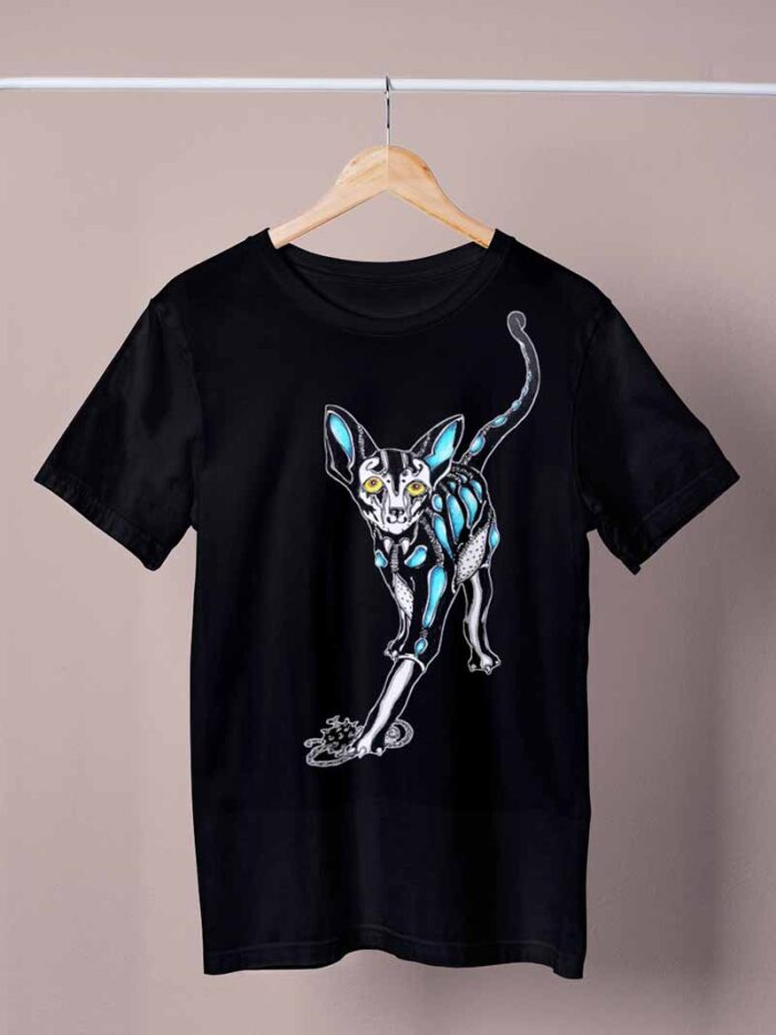 black cyberpunk cat shirt by ursula aavasalu tigukass