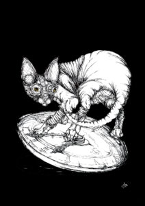 cat with a clock