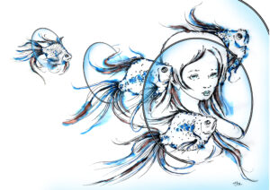 girl with fishies by ursula aavasalu tigukass